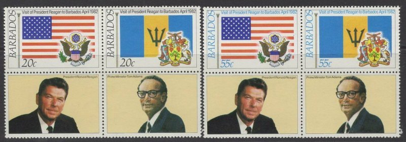 BARBADOS SG697/700 1982 PRESEDENT REAGANS VISIT MNH