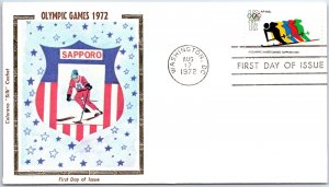 U.S. EVENT COVER OLYMPIC GAMES AT SAPPORO 1972 ON COLORANO SILK CACHET