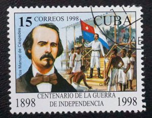 Cuba Sc# 3972  WAR FOR INDEPENDENCE  15c  MANUEL DE CESPEDES  1998   used / cto