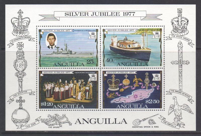 Anguilla Scott 274a - SG MS273, 1977 Silver Jubilee Mini Sheet MNH**