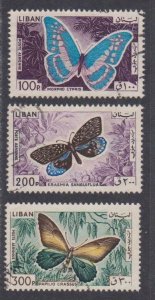 Lebanon Airmail # C433 to # C435 , Butterflies & Moths F-VF used  I Combine S/H