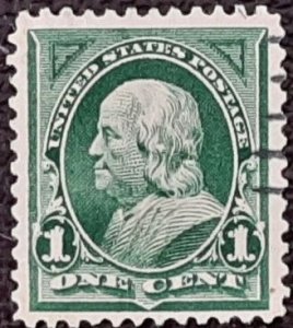 US Scott # 279; used 1c Franklin from 1898; VF centering; of paper