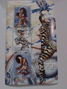 TAJIKISTAN STAMP: THE ART OF OLIVIA  CTO- MNH S/S #2. MOST DEMAND. VERY RARE