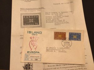 Iceland 1963 Europa Registered first day cover Ref 60359