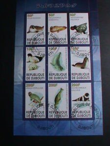 DJIBOUTI STAMP:2010 WORLD FAMOUS SEA LIONS CTO FULL SHEET VERY FINE