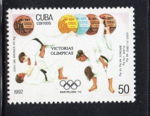 CUBA Sc# 3454  BARCELONA OLYMPIC GAMES MEDAL WINNERS Judo 50c. 1992 MNH