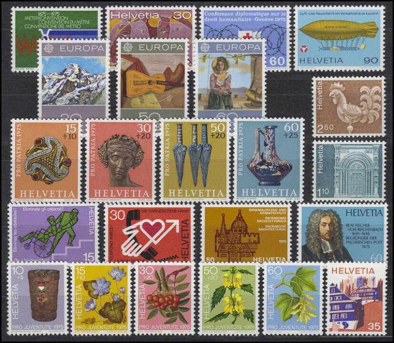 Switzerland 1975 Complete Yearset MNH Luxe