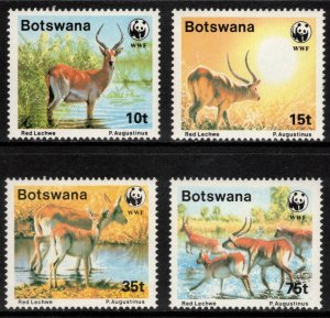 BOTSWANA 1988 Red Lechwe/ WWF; Scott 432-35; MNH