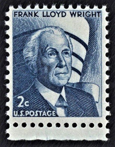 Plate Block of 4 2 Cent Stamps 1966 S# 1280 US Postage Stamps Frank Lloyd Wright 