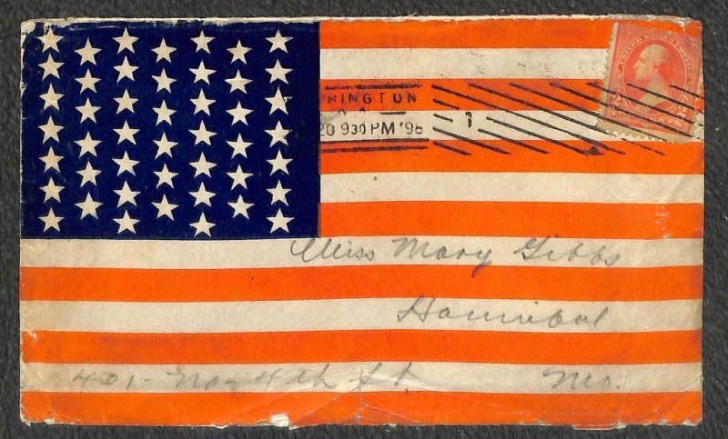 279Bf STAMP FLAG WASHINGTON DC TO MISSOURI SPANISH AMERICAN WAR COVER 1898