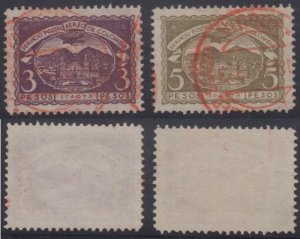 COLOMBIA 1921 SCADTA Sc C34-C35 Yvert PA38-39 TOP VALUES RED CANCELS F,VF €510