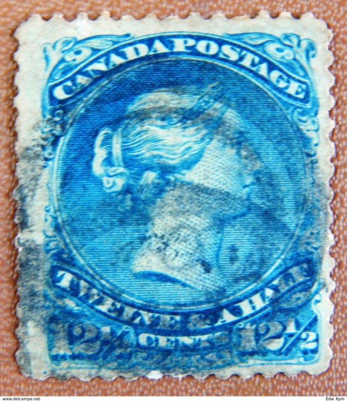 CANADA Sc 28 Queen Victoria (1868) 12-1/2c Used Blue F-VF Cat.Value $100.00