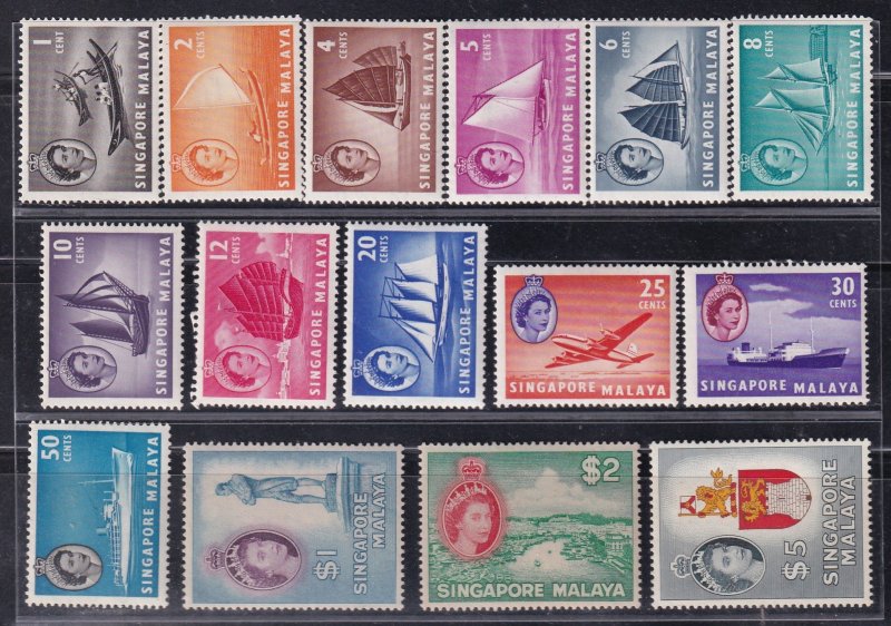 Singapore 1955 Sc 28-42 QEII MH