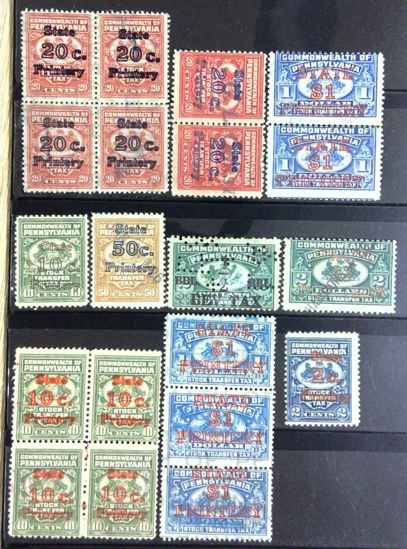 Common Wealth of Pennsylvania Stock Transfer Tax stamps - Lot