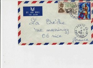 republique du dahomey 1972 farmer & flag bearer airmail stamps cover ref 20218