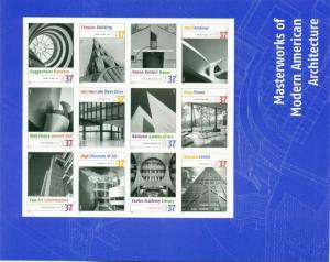 US: 2005 MASTERWORKS MODERN AMERICAN ARCHITECTURE Sc 3910; 37 Cents Values