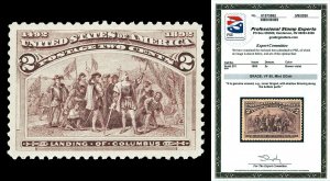 Scott 231 1893 2c Columbian Issue Mint Graded VF 80 NH with PSE CERTIFICATE!