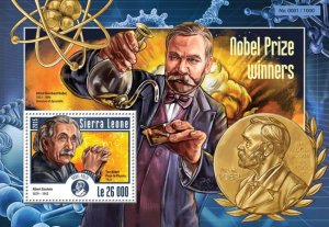SIERRA LEONE - 2015 - Nobel Prize Winners - Perf Souv Sheet - Mint Never Hinged