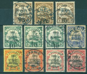 German Colonies TOGO 1914 Occupation franco-anglaise ovpt set Sc# 151-162 used