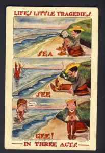 POSTAL HISTORY - WALTER WELLMAN artist, Life's Little Tragedies POSTCARD