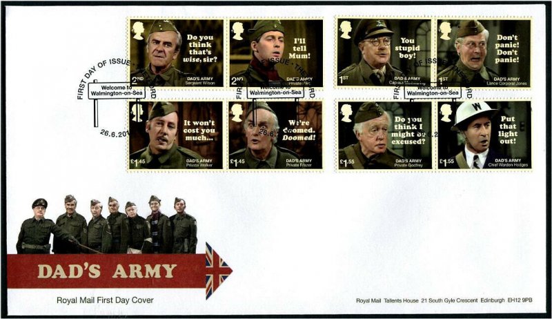 HERRICKSTAMP GREAT BRITAIN Sc.# 3738-45 Dad's Army First Day Cover - Thetford
