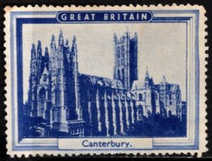 Vintage Great Britain Poster Stamp Canterbury Cathedral Unused