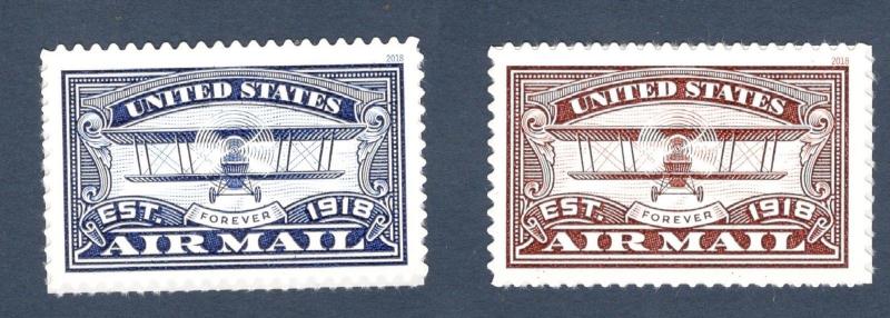 5281 & 5282 Centennial US Air Mail Blue & Red Postage Singles Mint/nh 