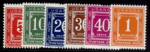 UGANDA QEII SG D1-D6, 1967 postage due set, NH MINT.