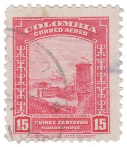 COLOMBIA AIRMAIL STAMP 1941. SCOTT # C123. USED. # 1