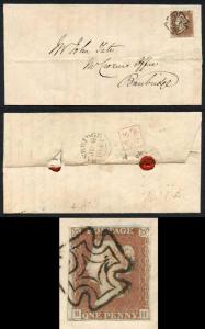 1841 Penny Red (BH) Plate 9 on Cover DUBLIN Maltese Cross Cat 1350 pounds