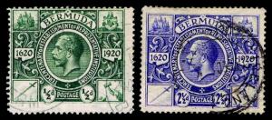 1921 BERMUDA #72 & 75 KGV TERCENTENARY - USED - FINE & VF - CV$11.25 (E#1793)