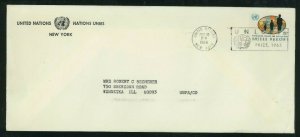 UN 1966 Cover United Nations, New York to Winnetka, IL franked Scott 152