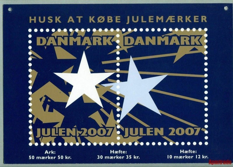 Denmark. Christmas Seal. 2007. 1 Post Office,Display,Advertising Sign. Stars