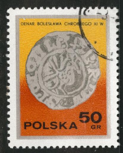 Poland Scott 2236 Used 1977  favor canceled Coin on stamp