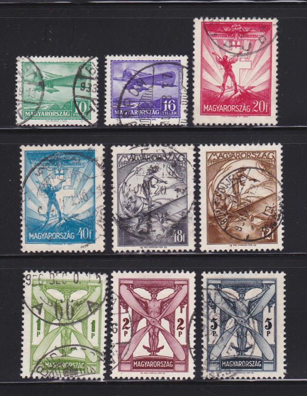 Hungary C26-C34 Set U Air Mail Stamps