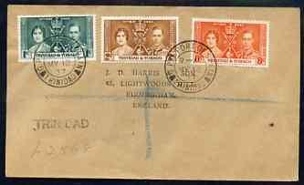 Trinidad & Tobago 1937 KG6 Coronation set of 3 on reg...