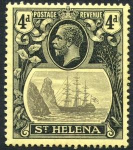 ST HELENA-1923 4d Grey & Black/Yellow Sg 92 LIGHTLY MOUNTED MINT V23464