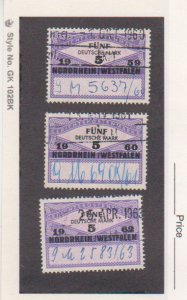 3 Germany Revenue Stamp Fiscal Gerichtskostenmarken Court Fee 1959-62 Bayern DM