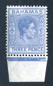 Bahamas 1938 KGVI. 3d blue. Mint. NH. SG154a.
