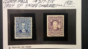 Guatemala 1924 Scott# 217-218 XF Hinged OG complete set of 2.