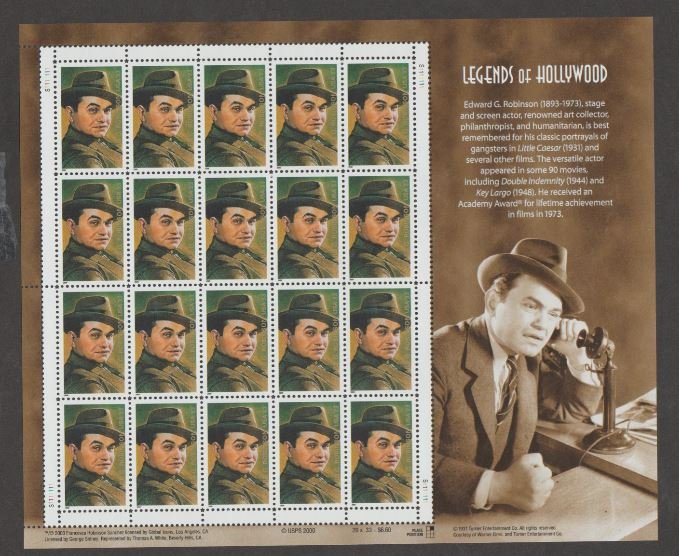 U.S. Scott #3446 Legends of Hollywood Stamp - UR Plate Position - Mint NH Sheet
