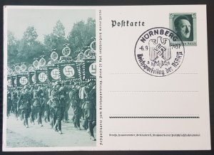 GERMANY THIRD 3rd REICH ORIGINAL POSTAL CARD NÜRNBERG RALLY 1937 SPECIAL CANCEL