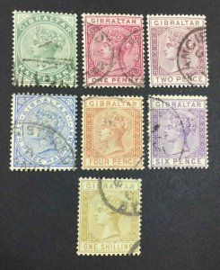 MOMEN: GIBRALTAR SG #8-14 1886-7 USED £400 LOT #64353