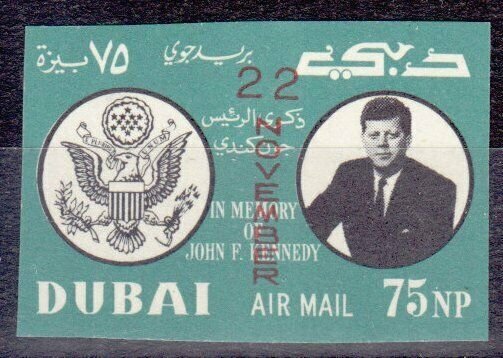Dubai 1964 - First Death Anniversary of Pres. JF Kennedy - SG133/var IMPERF MNH