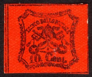 1867 Italian Papal / Roman States 10c, MH, Thin, Sc 15, Reprint