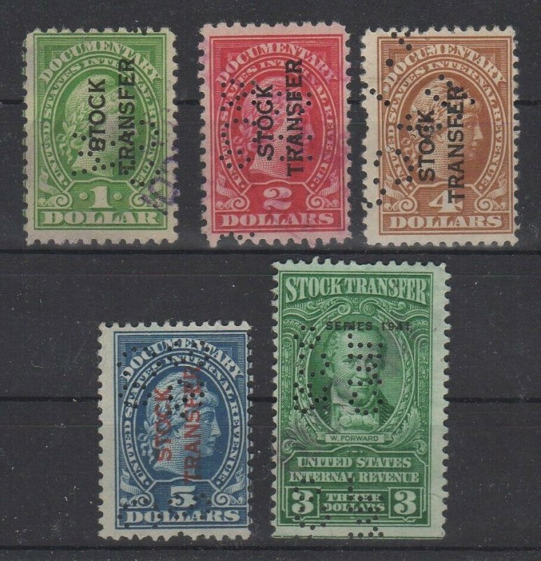 USA Stock Transfer Revenue Stamps Lot of 5