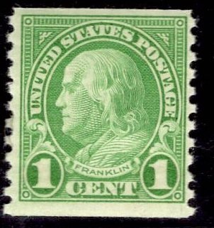 US Stamp #597 Coil 1c Franklin MINT Hinged SCV $.30