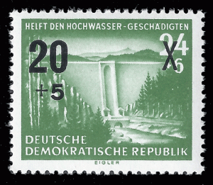 Germany, DDR 1955 Sc B27 MVLH Flood relief revaluation