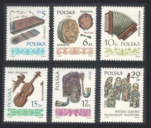 Poland Musical Instruments 1st series 6v 1984 MNH SC#2682-2687 SG#2914-2919