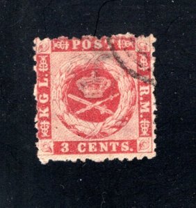 Danish West Indies #3,  F,  Used,  CV $275.00 ....1630003